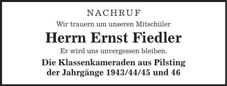 Traueranzeige Ernst Fiedler