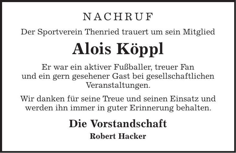 Traueranzeige Alois Köppl