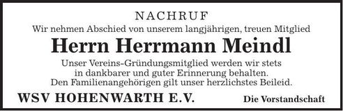 Traueranzeige Herrmann Meindl