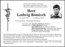 Traueranzeige Ludwig Römisch