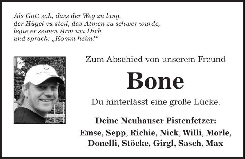 Traueranzeige  Bone