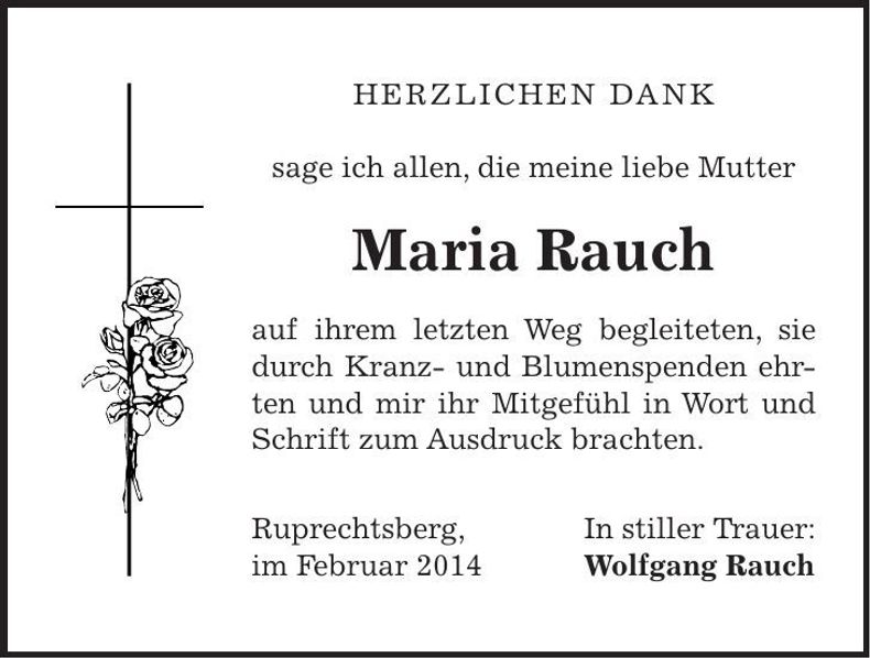 Traueranzeige Maria Rauch