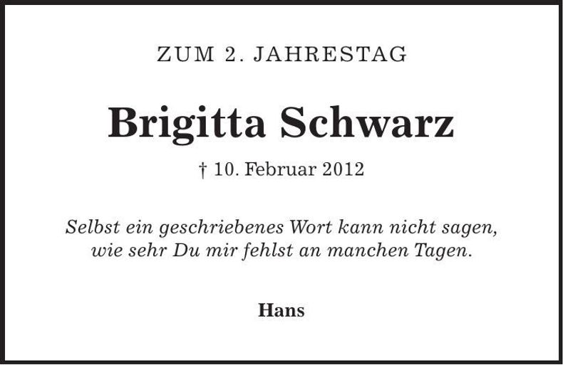 Traueranzeige Brigitta Schwarz