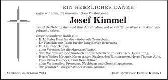 Traueranzeige Josef Kimmel