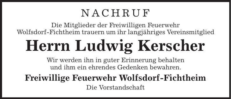 Traueranzeige Ludwig Kerscher