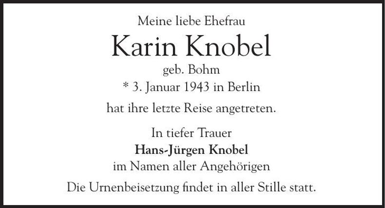 Traueranzeige Karin Knobel