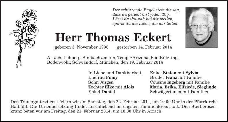 Traueranzeige Thomas Eckert