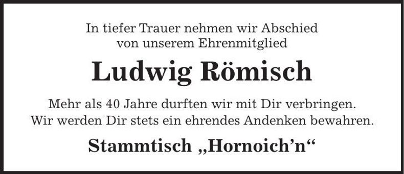 Traueranzeige Ludwig Römisch