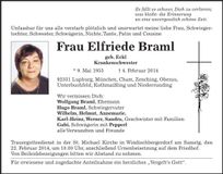 Traueranzeige Elfriede Braml