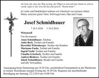 Traueranzeige Josef Schmidbauer