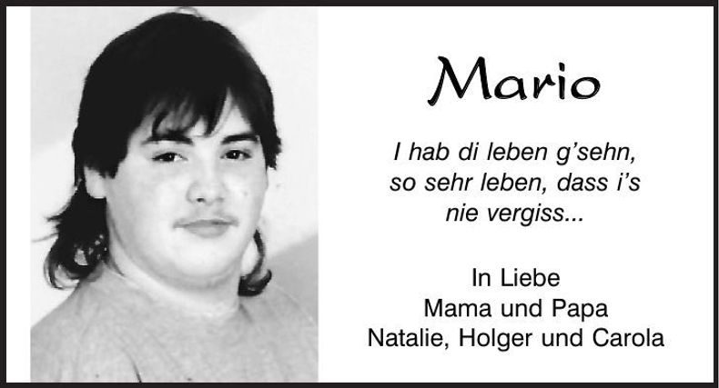 Traueranzeige Mario 