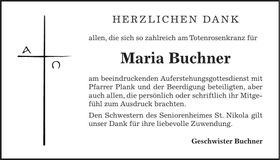 Traueranzeige Maria Buchner