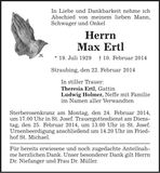 Traueranzeige Max Ertl
