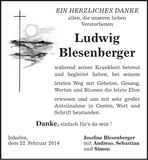 Traueranzeige Ludwig Blesenberger