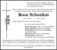 Traueranzeige Rosa Schankat