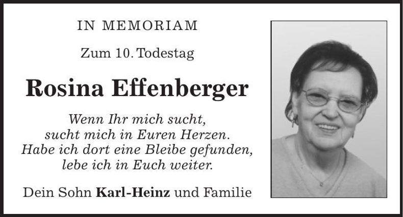 Traueranzeige Rosina Effenberger