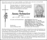 Traueranzeige Anna Selmeier