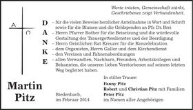 Traueranzeige Martin Pitz