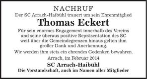 Traueranzeige Thomas Eckert