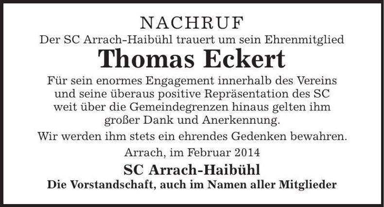 Traueranzeige Thomas Eckert