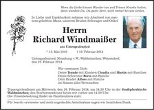 Traueranzeige Richard Windmaißer