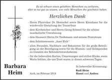 Traueranzeige Barbara Heim