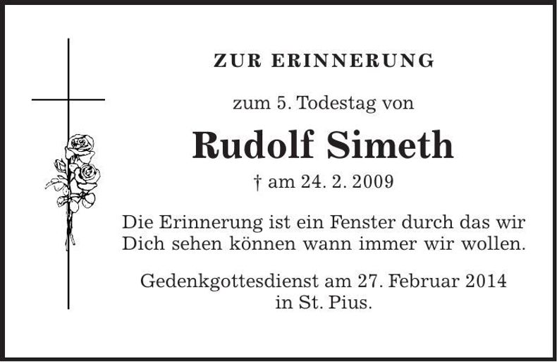Traueranzeige Rudolf Simeth