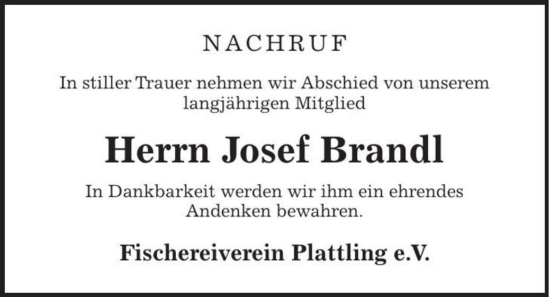 Traueranzeige Josef Brandl