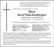 Traueranzeige Josef Stuckenberger
