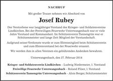 Traueranzeige Josef Rubey