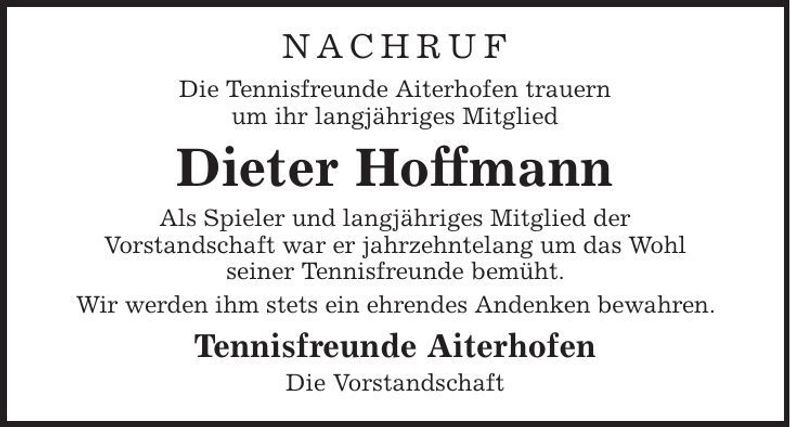 Traueranzeige Dieter Hoffmann