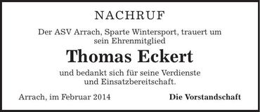 Traueranzeige Thomas Eckert