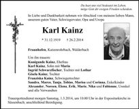 Traueranzeige Karl Kainz