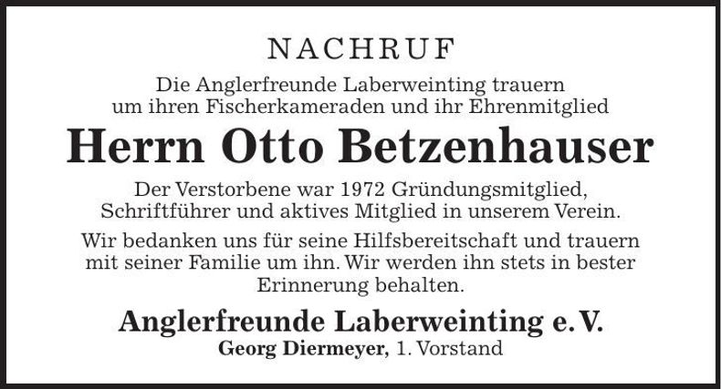 Traueranzeige Otto Betzenhauser