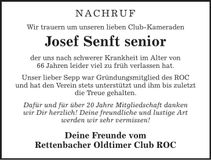 Traueranzeige Josef Senft