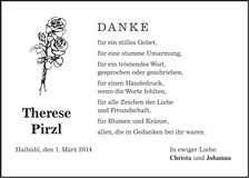 Traueranzeige Therese Pirzl