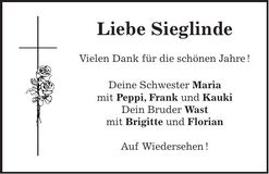 Traueranzeige Sieglinde Wocheslander