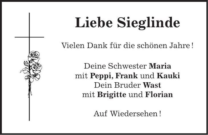 Traueranzeige Sieglinde Wocheslander