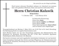 Traueranzeige Christian Kulawik