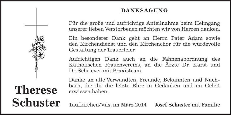 Traueranzeige Josef Schuster