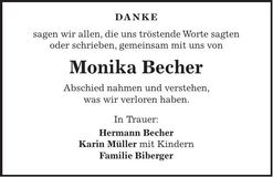 Traueranzeige Monika Becher