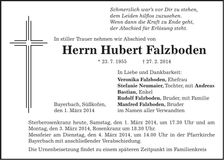 Traueranzeige Hubert Falzboden