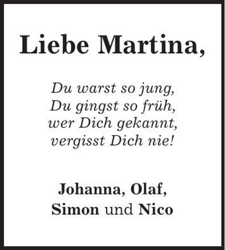 Traueranzeige Martina 