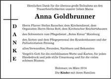 Traueranzeige Anna Goldbrunner