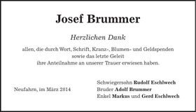 Traueranzeige Josef Brummer