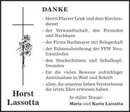 Traueranzeige Horst Lassotta