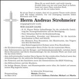 Traueranzeige Andreas Strohmeier