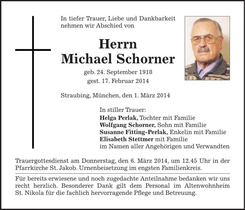 Traueranzeige Michael Schorner