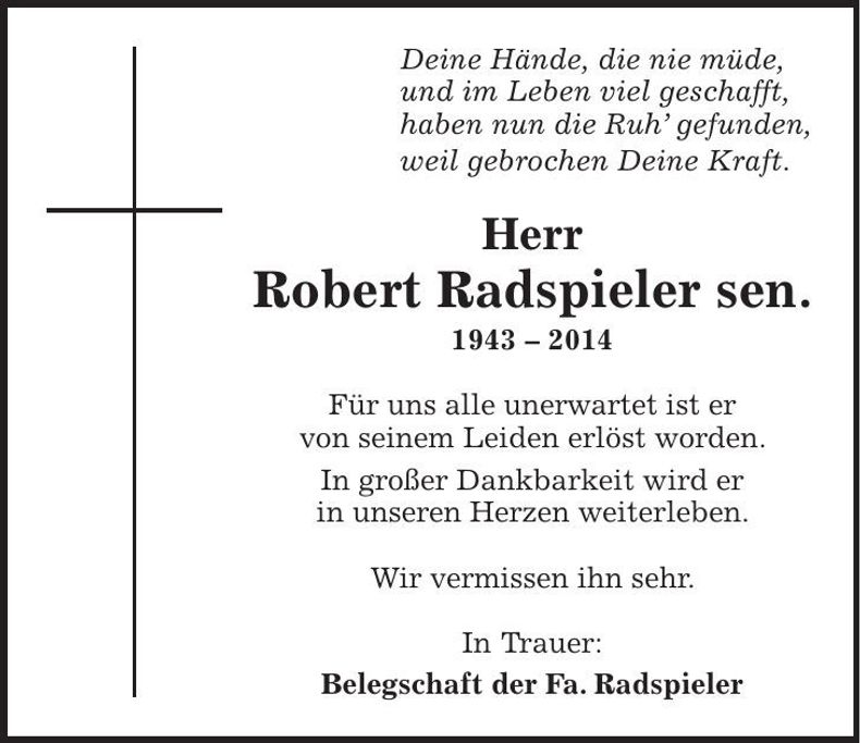 Traueranzeige Robert Radspieler