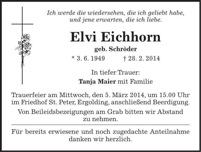 Traueranzeige Elvi Eichhorn